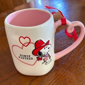 NWT Peanuts Snoopy Mug with Pink Handle and Red Accent
